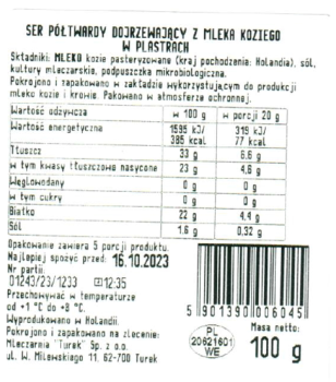 Turek KOZI 100g PLASTRY