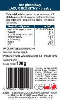 LAZUR SER 100g BŁĘKITNY PLASTRY [10]