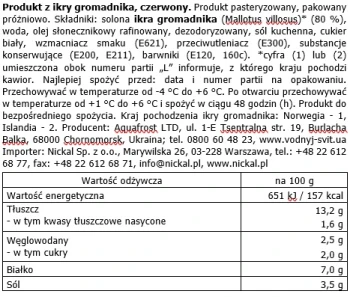 NICKAL CAPELIN KAWIOR 100 g CZERWONY