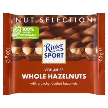 Ritter Sport Czekolada mleczna z całymi prażonymi orzechami laskowymi 100 g