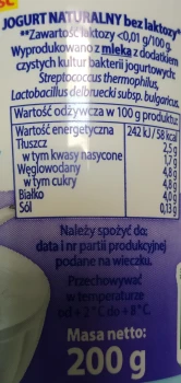 Maluta Jogurt naturalny bez laktozy 200 g