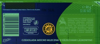 E.Wedel Czekolada mleczna z orzechami laskowymi 80 g