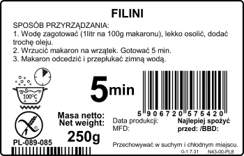 Bezgluten MAKARON FILINI 250g NITKA CIENKA
