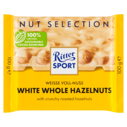 RITTER SPORT CZEK.100g BIAŁA Z CAŁYMI ORZE.LASK. [10]25%