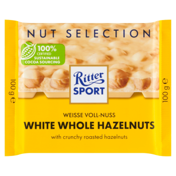 RITTER SPORT CZEK.100g BIAŁA Z CAŁYMI ORZE.LASK. [10]25%