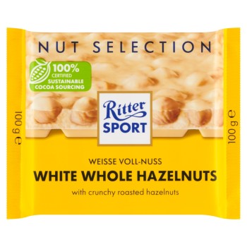 RITTER SPORT CZEK.100g BIAŁA Z CAŁYMI ORZE.LASK. [10]25%