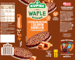 Kupiec WAFLE RYŻOWE 70g Z CZEKOLADĄ MLECZNA I KARMELEM [12]