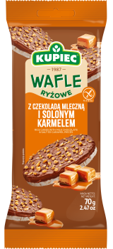 Kupiec WAFLE RYŻOWE 70g Z CZEKOLADĄ MLECZNA I KARMELEM [12]