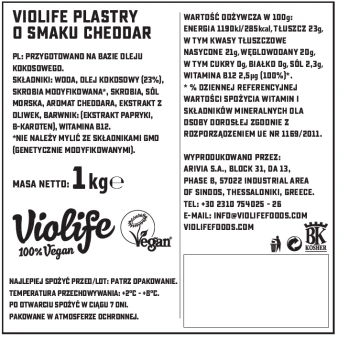 Violife Plastry O Smaku Cheddar 1 Kg