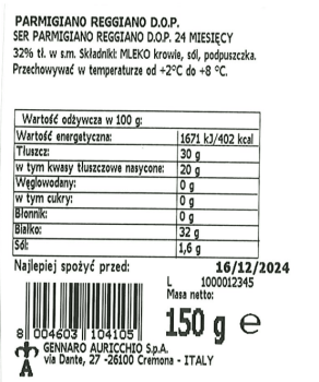 Ser Parmigiano Reggiano ChNP 150 g 24 mc