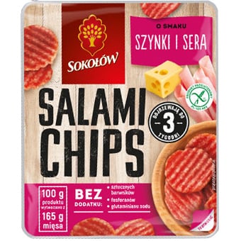 Sokołów Salami Chips o smaku szynki i sera 60 g