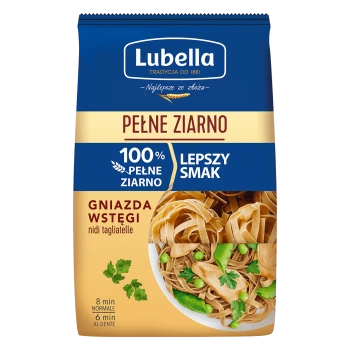 Lubella Pełne Ziarno Tagliatelle Makaron Gniazda wstążki 400 g