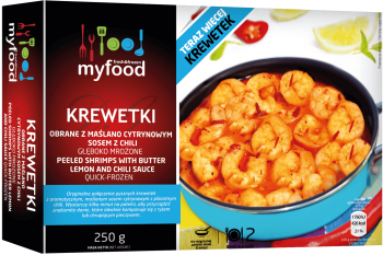 MyFood Krewetki obrane z maślanym sosem cytrynowym z chili, glazura: 0%, 250 g