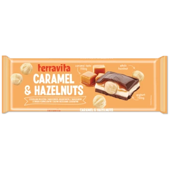 Czekolada Terravita Mleczna Z Nadzieniem Jogurtowym I Karmelowym Z Całym Orzechem 235G