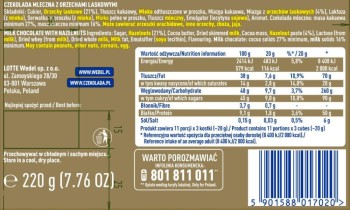Wedel czekolada luksusowa 220 g