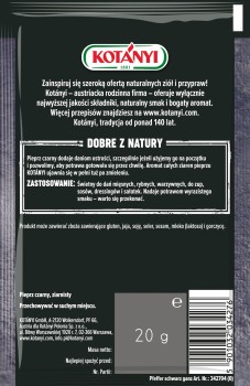 Kotányi pieprz czarny ziarnisty 20 g