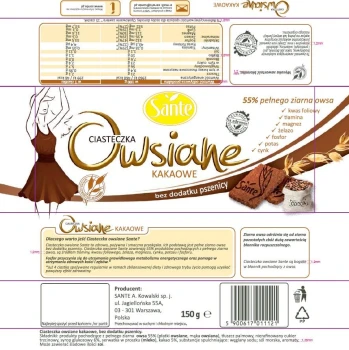 Sante ciasteczka owsiane NIEZŁE CIACHO kakaowe 150 g