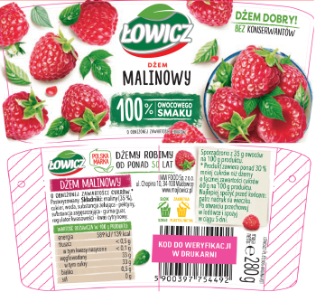 Łowicz Dżem 280g MALINOWY   N/S