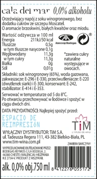 'Cala Del Mar Moscato Frizzante Wino Bezalkoholowe Białe Słodkie 750 ml