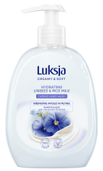 Luksja Creamy & Soft Kremowe mydło w płynie Len i Mleczko ryżowe 500 ml