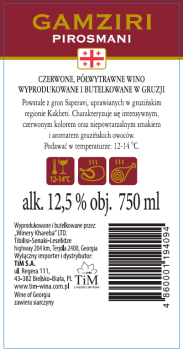 'Gamziri Pirosmani czerwone półwytrawne 750 ml