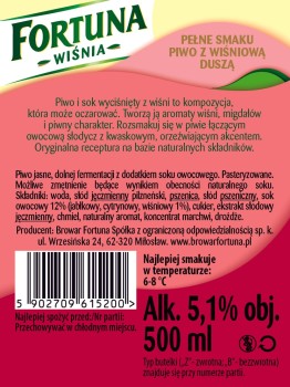'Fortuna Wiśniowa 500 ml butelka zwrotna