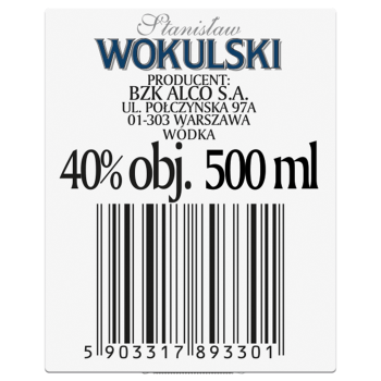 'Wódka Wokulski 40% 500ml
