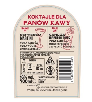'Kahlua Coffee Liqueur 16% 0,7l