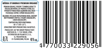 'Stumbras Premium Organic 40% 700 ml