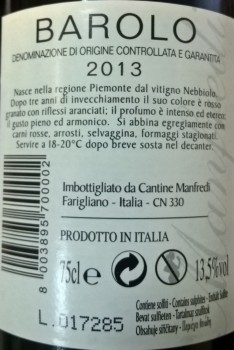 'Barolo Manfredi Docg wino czerwone 750 ml