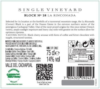 'Cono Sur Single Vineyard czerwone wytrawne 750 ml