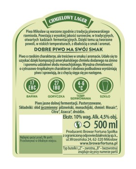 'Miłosław Chmielowy Lager 500 ml butelka zwrotna