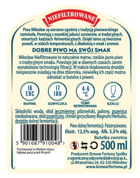 'Miłosław Niefiltrowane 500 ml butelka zwrotna
