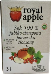 sok jabłko-czerwona porzeczka NFC Royal apple tłoczony 3l