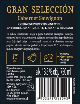 'Gran seleccion cabernet sauvignon czerwone półwytrawne 750 ml