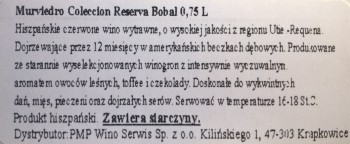 'Murviedro Reserva Bobal wino czerwone 750 ml