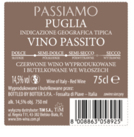 'Passiamo Appassimento czerwone półwytrawne 750 ml