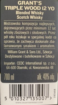 'Whisky Grant's 12 YO 40 % 700 ml