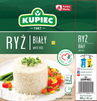 Kupiec Ryż biały długoziarnisty 400 g (4 torebki)