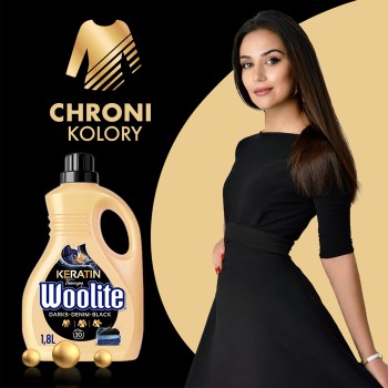 Woolite Płyn do prania tkanin czerń ciemne kolory & jeans z keratyną 1.8 l (30 prań)