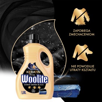 Woolite Płyn do prania tkanin czerń ciemne kolory & jeans z keratyną 1.8 l (30 prań)