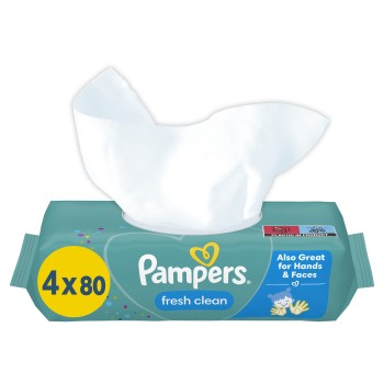 Pampers Fresh Clean Chusteczki 4 opakowania = 320 chusteczek
