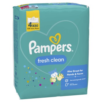 Pampers Fresh Clean Chusteczki 4 opakowania = 320 chusteczek