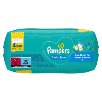 Pampers Fresh Clean Chusteczki 4 opakowania = 320 chusteczek