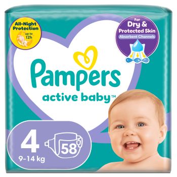Pampers Active Baby Rozmiar 4, 58 pieluszek, 9-14 kg