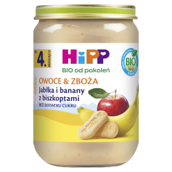 HiPP BIO Owoce & Zboża Jabłka i banany z biszkoptami po 4. miesiącu 190 g