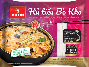 VIFON - Zupa błyskawiczna HU TIEU BO KHO z nudlami ryzowymi o smaku wołowiny lekko pikantna 65g