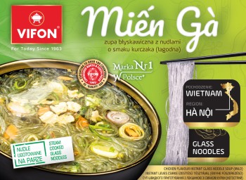 VIFON - Zupa błyskawiczna MIEN GA z nudlami vermicelli szklistym o smaku kurczaka łagodna 58g