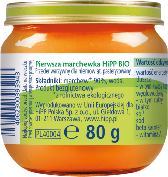HiPP BIO Pierwsza marchewka po 4. miesiącu 80 g
