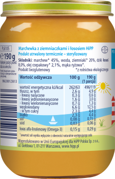 HiPP Marchewka, ziemniak i łosoś po 5 miesiącu 190 g